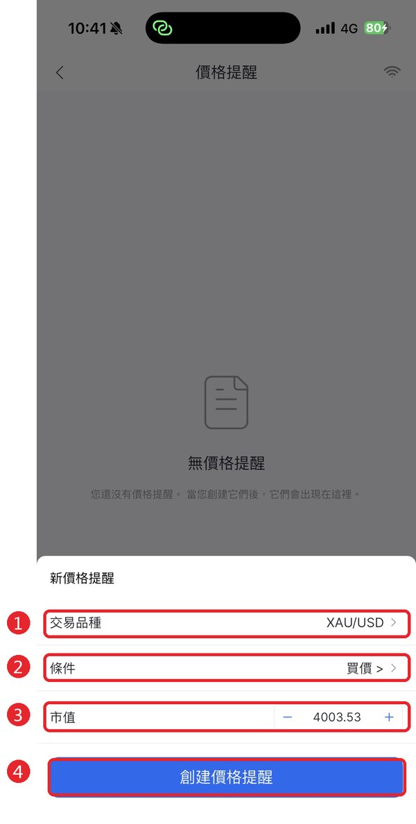 新增價格提醒